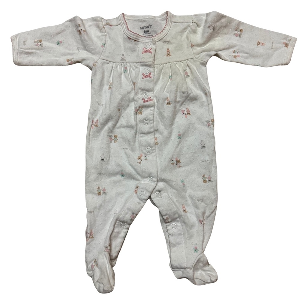 Carter's White and Pink Baby Footie